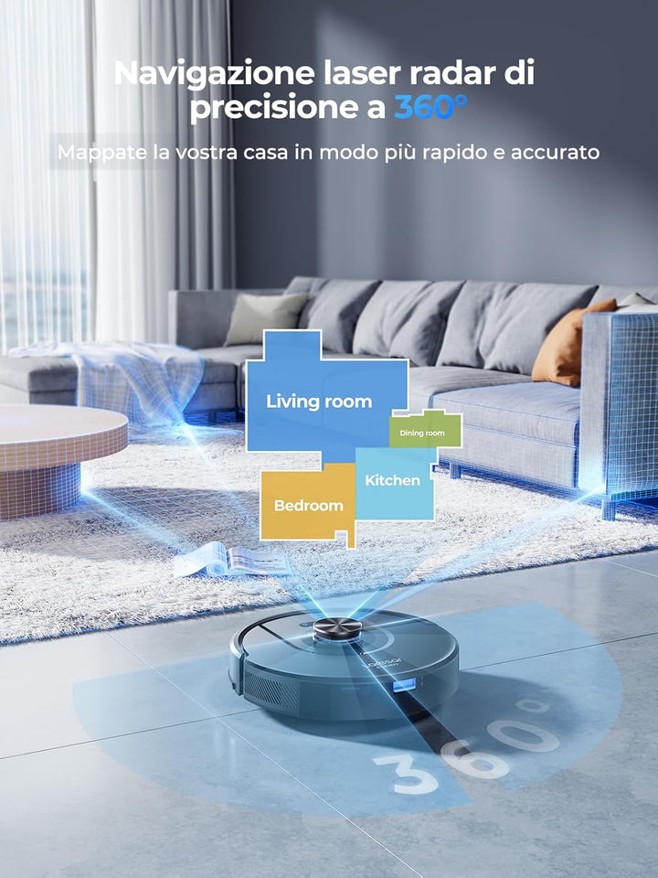 Laresar Clean Saugroboter mit Wischfunktion 3 in 1, 5000Pa Staubsauger Roboter mit Laser Navigation,