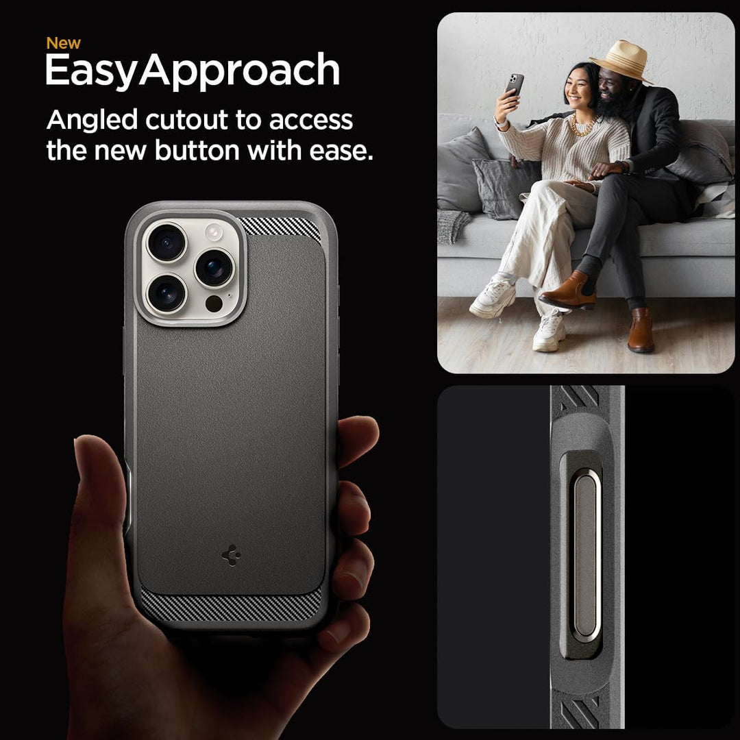 Spigen Rugged Armor MagFit Hülle für iPhone 16 Pro, Kompatibel mit MagSafe Zubehör -Grau
