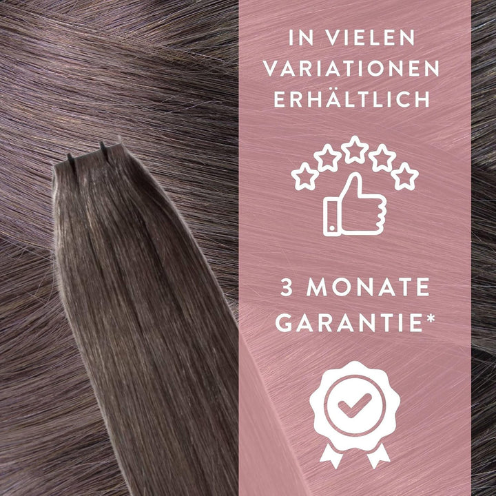 hair2heart Premium Tape Extensions Echthaar glatt - 10 Tapes 2.5g 50cm 6/0 dunkelblond 50cm 10 Sträh