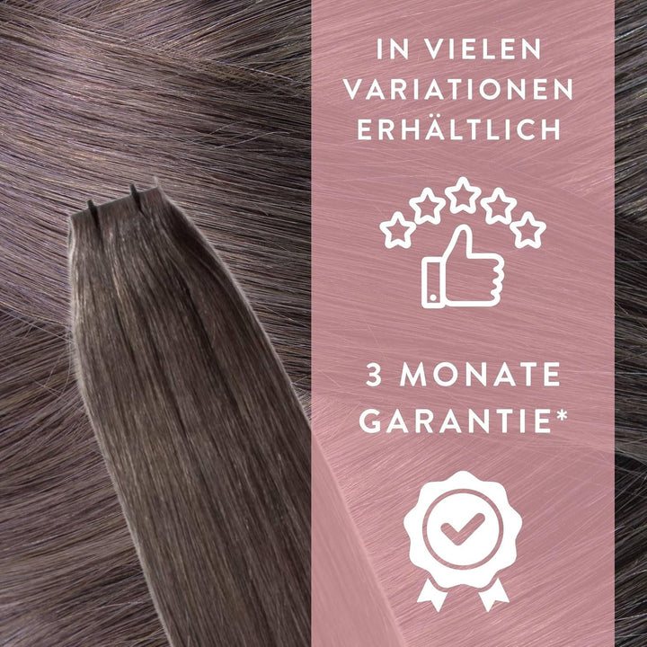 hair2heart Premium Tape Extensions Echthaar glatt - 10 Tapes 2.5g 50cm 6/0 dunkelblond 50cm 10 Sträh