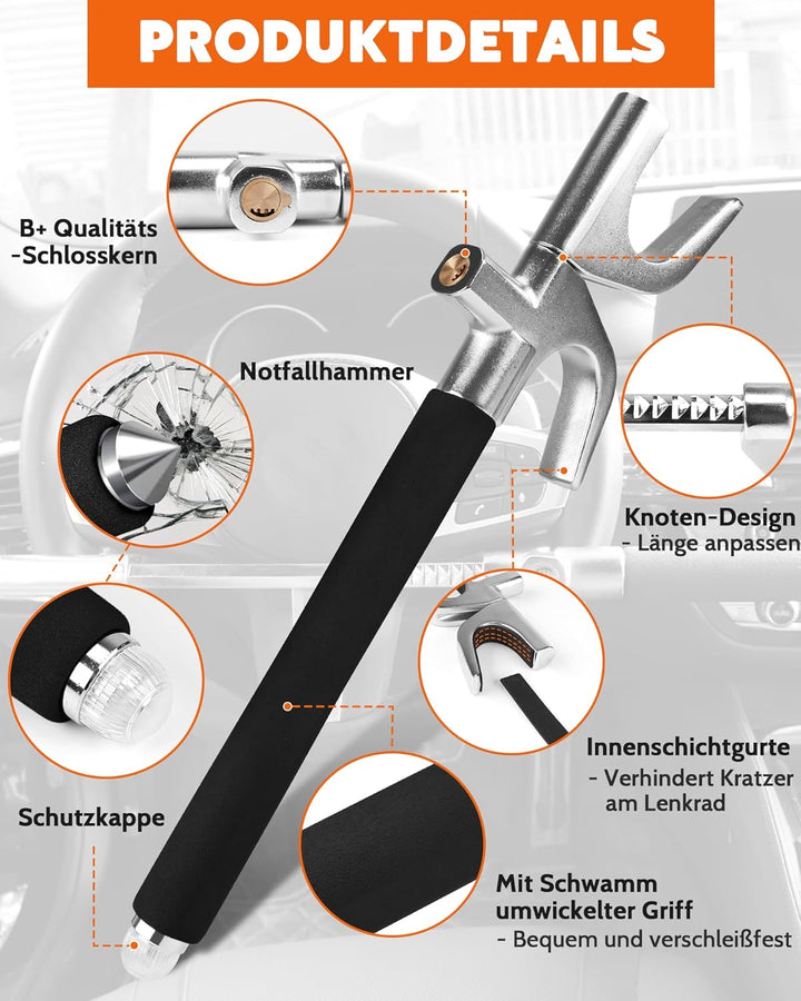 Tevlaphee Lenkradkralle, Lenkradschloss für Auto, Auto Diebstahlsicherung, Lenkradsperre Wohnmobil,