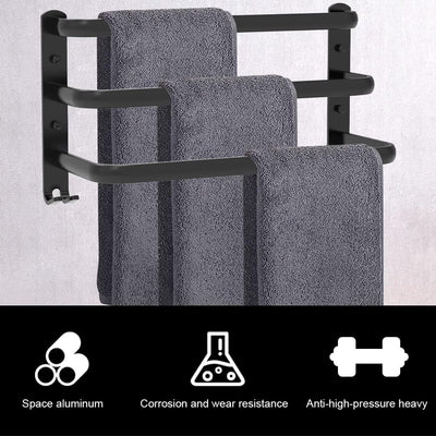 HONPHIER Handtuchhalter Bad 3 Tier Handtuchstange Badezimmer Aluminium Wand-handtuchhalter Handtuchh