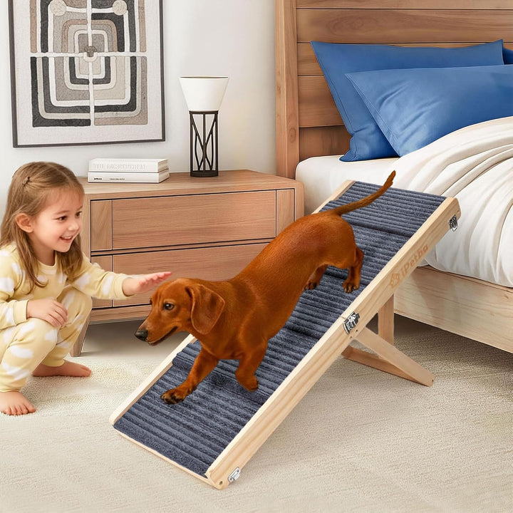 Hunderampe für Bett & Sofa – Gelenkschonend, Anti-Rutsch, Klappbar, Verstellbar, Tragbar, Für Hunde
