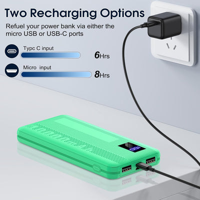 Power Bank, 10000mAh Powerbank Klein Aber Stark, Externe Handyakkus USB C Port, Externer Akku LED Di