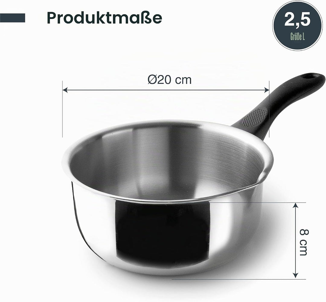 Lacor - 31320 - Garinox Gerader Topf mit Ausgiesser, Edelstahl, Ausgiesser, ergonomischer Bakelitgri