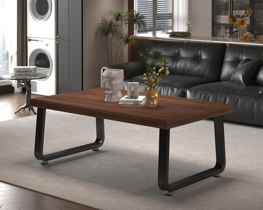 HSH Couchtisch Schwarz 100 x 55 x 46.5 cm Walnuss, 55T x 100B x 46.5H cm Walnuss