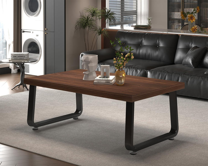 HSH Couchtisch Schwarz 100 x 55 x 46.5 cm Walnuss, 55T x 100B x 46.5H cm Walnuss