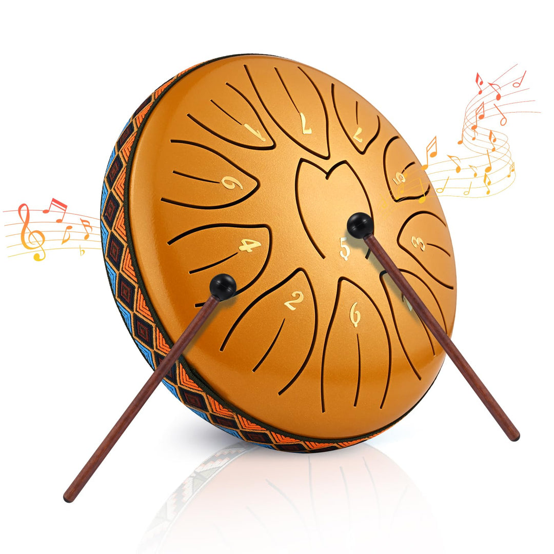 Zungentrommel, Sunowl 6 Zoll 11 Tones Steel Tongue Drum Satz, Stahlzungentrommel für Anfänger Kinder