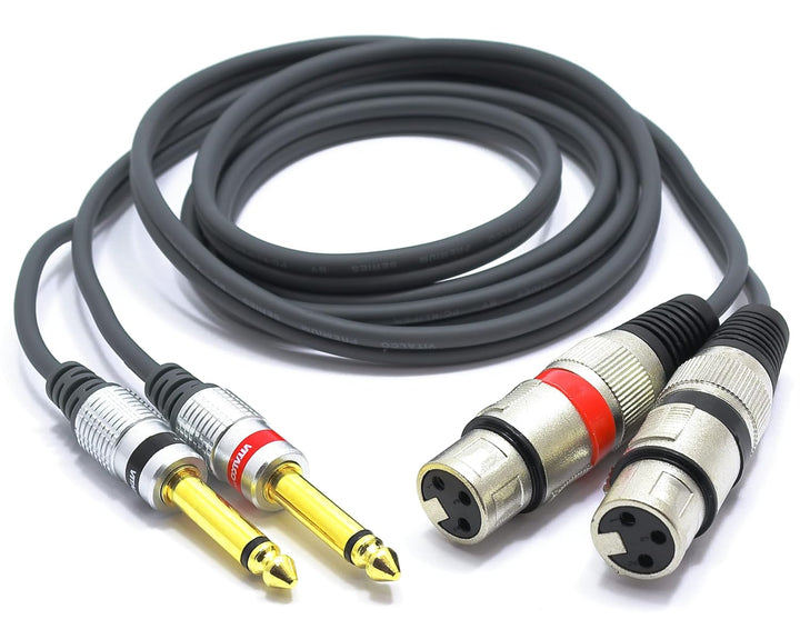 2x XLR Busche auf 2x 6.3mm TS Klinke Kabel 1.5m Mikrofonkabel 3 Polig Weiblich auf Mono Klinkensteck