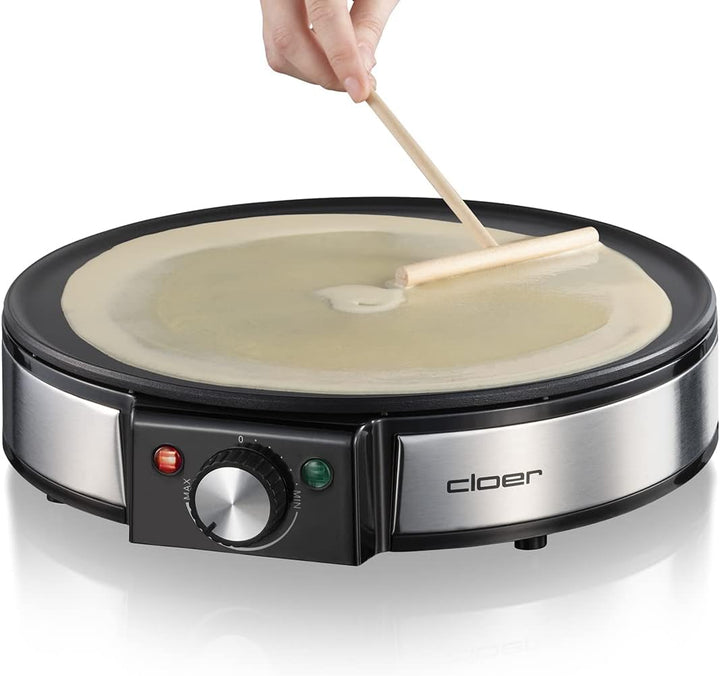 Cloer 6630 Crêpes-Maker, für süsse oder herzhafte Crepes mit 30 cm Ø, 1200 W, Antihaftbeschichtung,