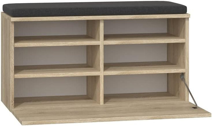 VBChome Schuhschränke mit Sitz 85 x 35 x 46 cm Eiche Sonoma 6 Fächer Schuh-Organizer Griffe Holzähnl