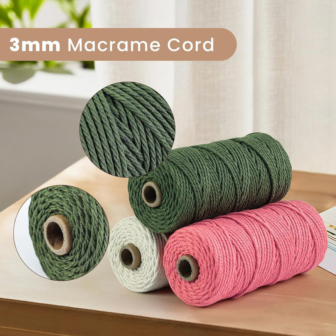 Makramee Garn 3mm X 100m,3 Stuck Makramee Baumwollgarn Baumwollschnur Natur Bastelschnur Makramee Zu