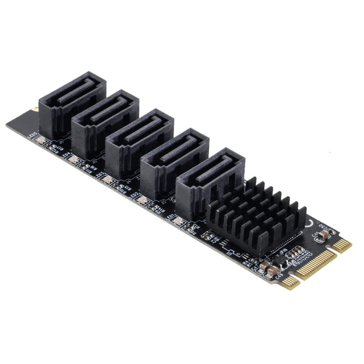 cablecc NGFF Key B+M auf SATA 3.0 6Gbps 5 Ports Adapter Konverter Port JMB575 2280 B+M-Key to 4SATA,
