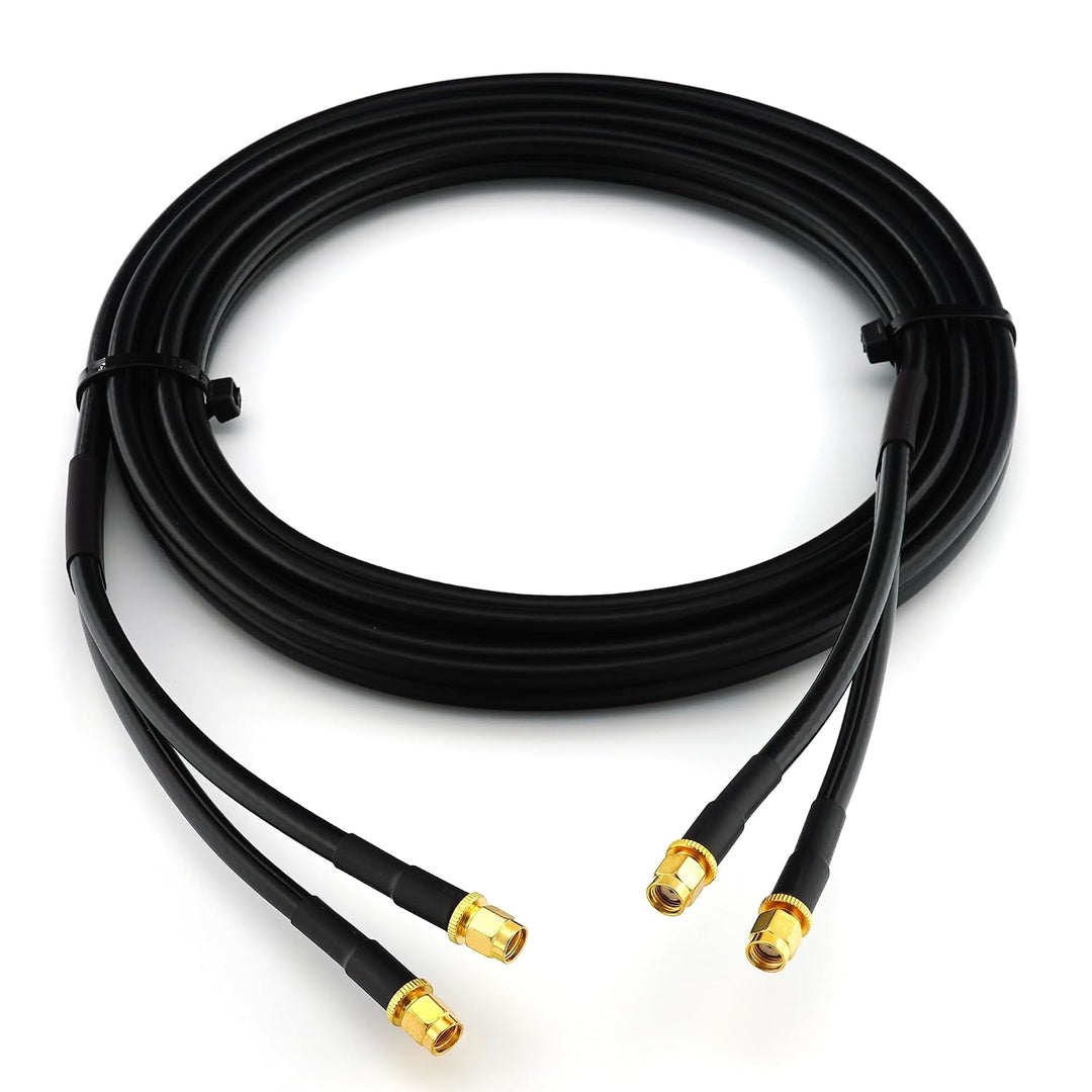 12m RP-SMA Stecker auf RP-SMA Stecker Doppel-Koaxialkabel — HF-240 (LMR 240 Äquivalent) Twin Verläng