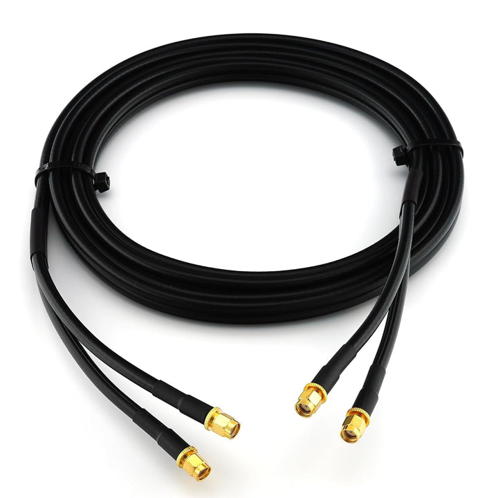 12m RP-SMA Stecker auf RP-SMA Stecker Doppel-Koaxialkabel — HF-240 (LMR 240 Äquivalent) Twin Verläng