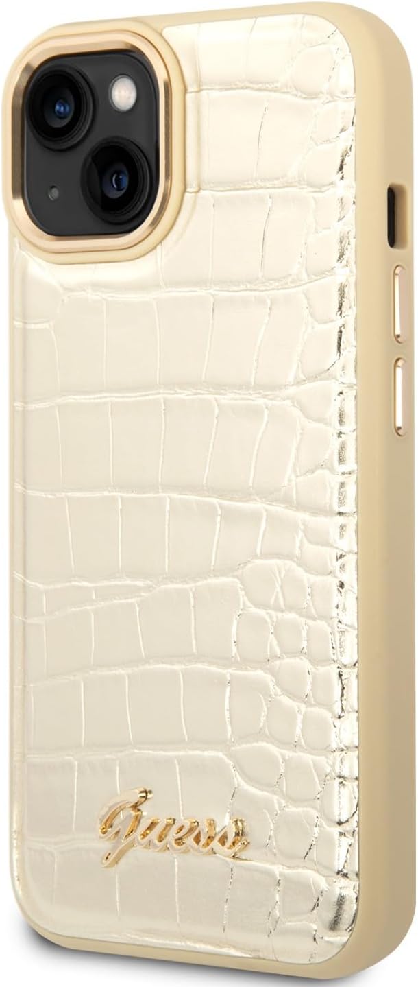 Guess GUHCP14MHGCRHD hülle für iPhone 14 Plus 6,7" Gold/Gold hardcase Croco Collection
