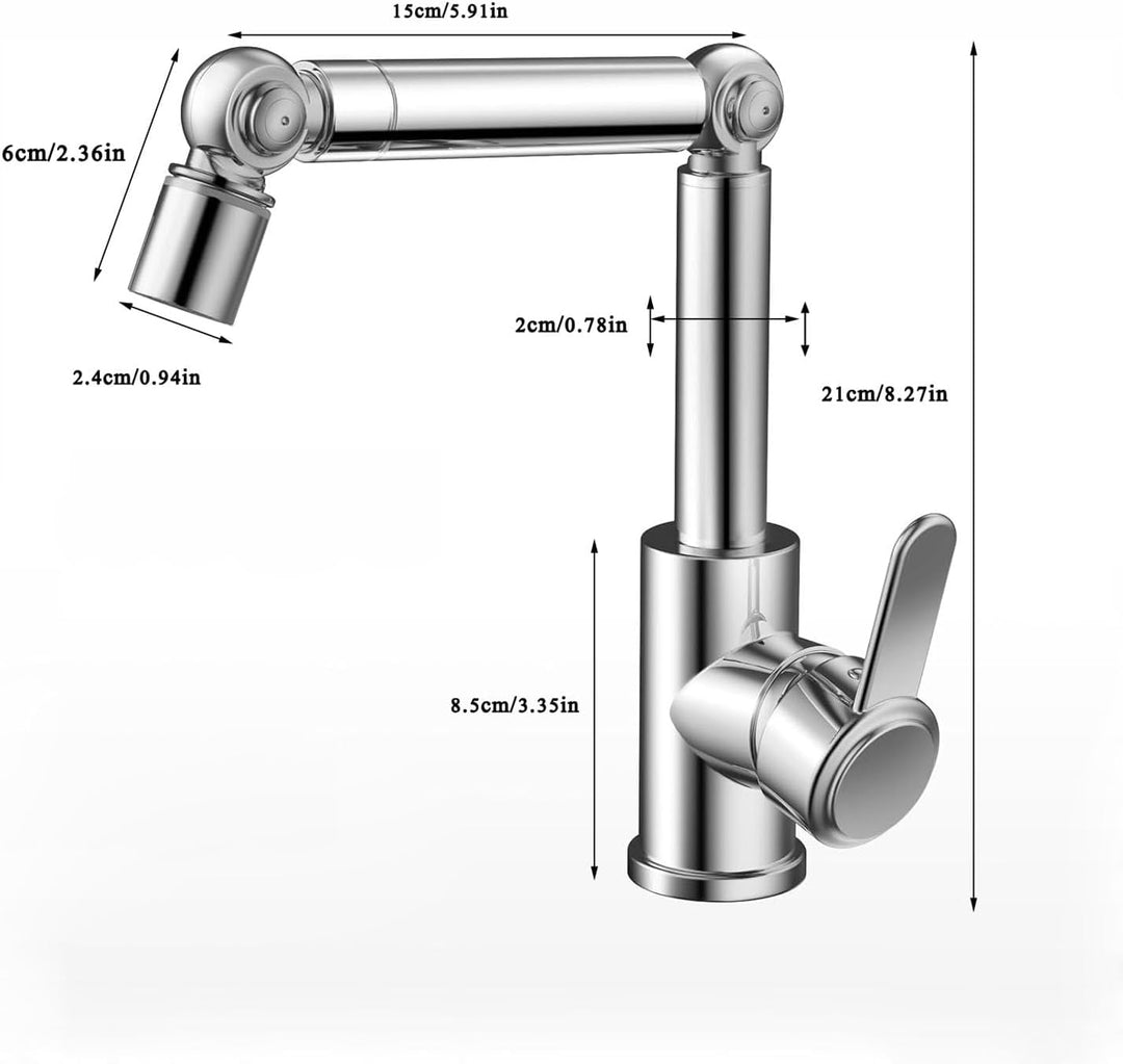 Wasserhahn Bad Drehbar, Waschtischarmatur Badezimmer Hoch Chrom, Mit 360° Schwenkarm & 2 Strahlarten