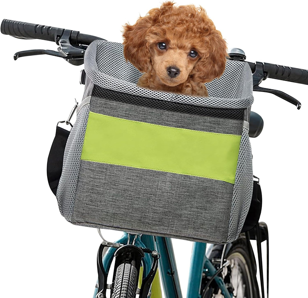ALLSOPETS Haustier Fahrradtasche für Hunde Katzen, Fahrradkorb Vorne für Kleine Hunde, Faltbar Hunde