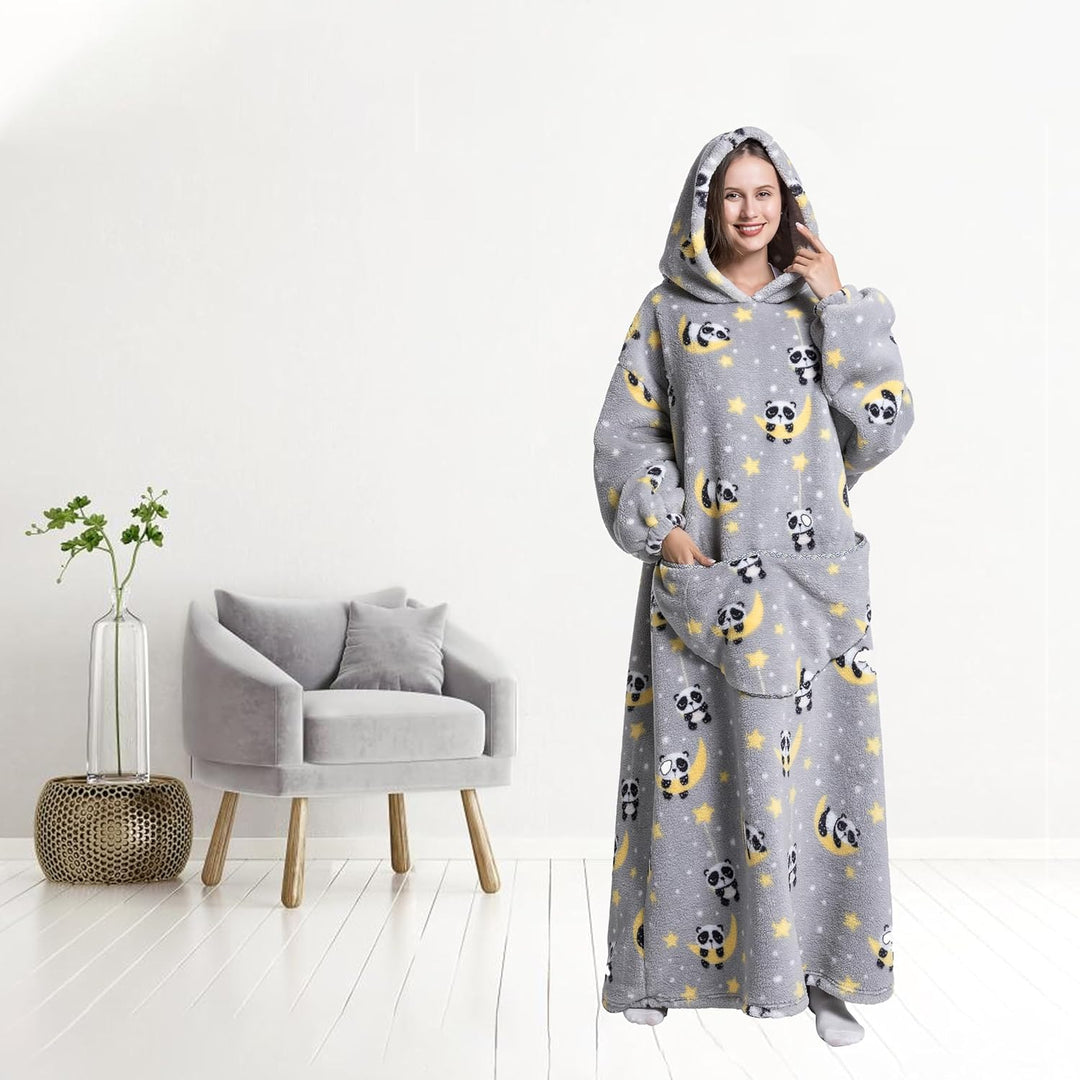 Lange Hoodie Decke mit Ärmeln für Damen & Erwachsene - Kuscheldecke mit Ärmeln - Weiche & Warme Deck