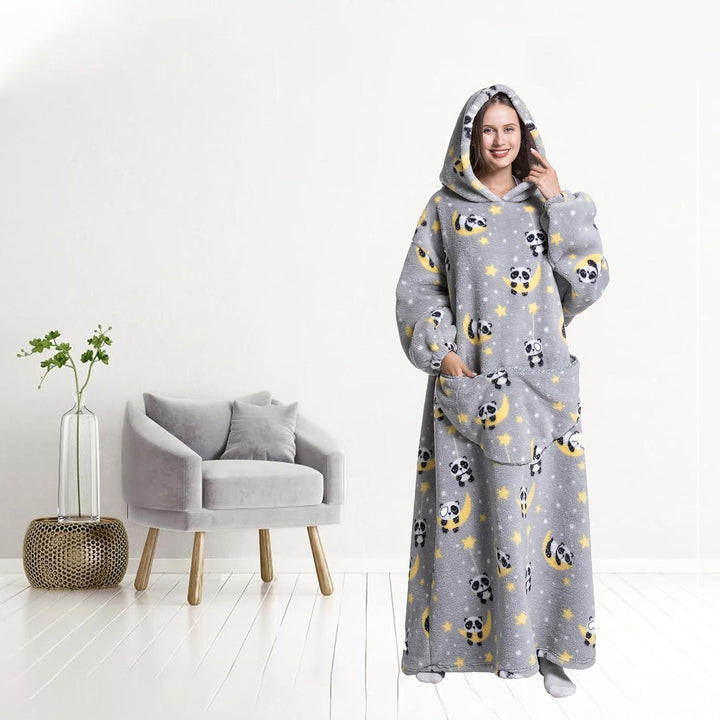 Lange Hoodie Decke mit Ärmeln für Damen & Erwachsene - Kuscheldecke mit Ärmeln - Weiche & Warme Deck