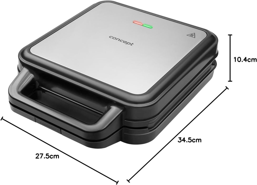 Concept SV3081 Sandwichmaker mit Dreieckplatten FAMILY 1200 W, Weiss/Grau