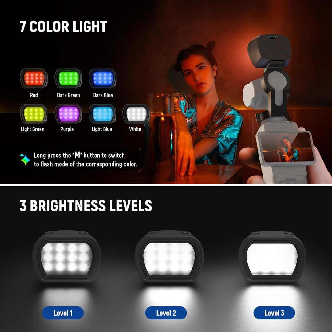 NEEWER Basics Video Light, magnetisches RGB Selfie Licht, kompatibel mit DJI OSMO Pocket 3 Gimbal Ka