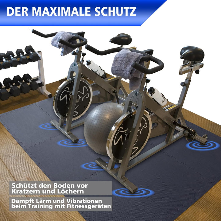 Eva Bodenschutzmatte Fitness 30x30x1cm – Puzzlematte rutschfest & stossdämpfend – 108 Stück schwarz