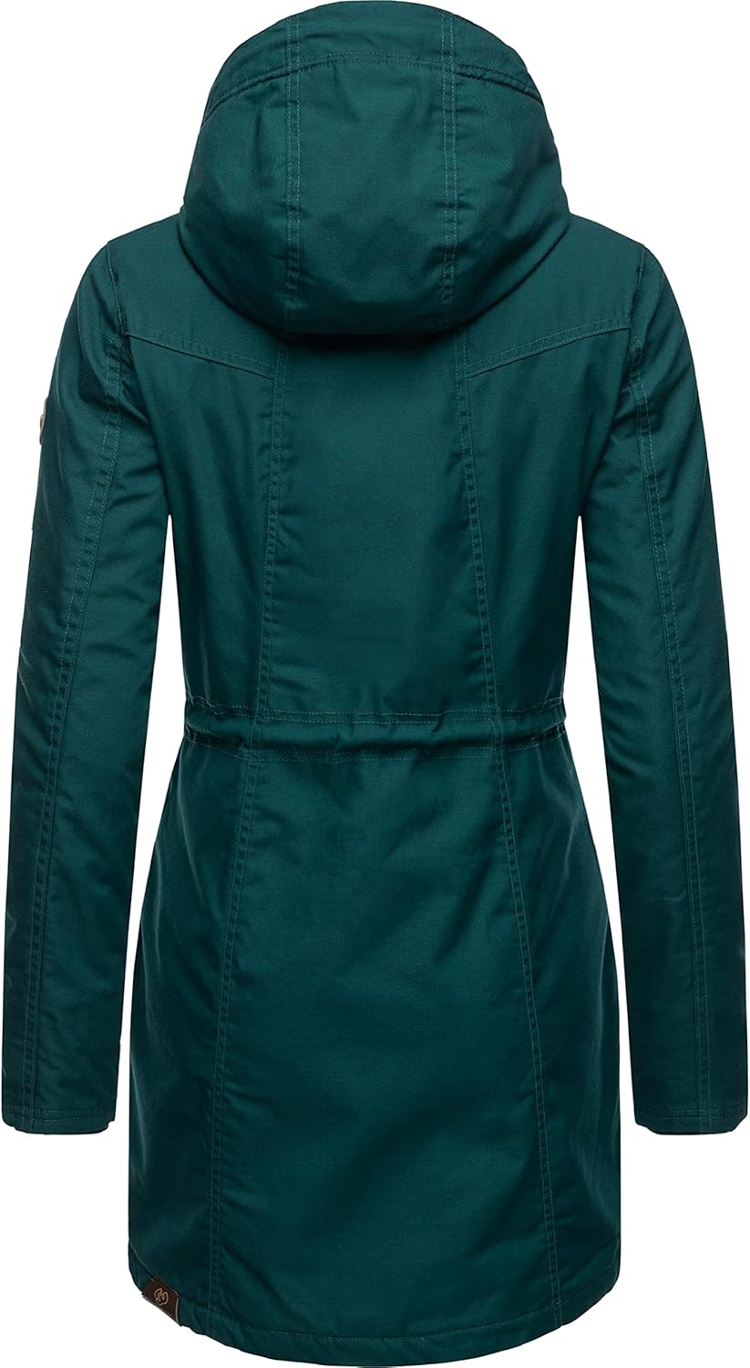 Ragwear Damen Mantel Lange warme Winterjacke mit Teddyfell-Kapuze Elsie Intl XS-5XL S Dark Green22,