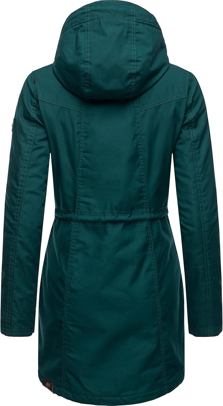 Ragwear Damen Mantel Lange warme Winterjacke mit Teddyfell-Kapuze Elsie Intl XS-5XL S Dark Green22,