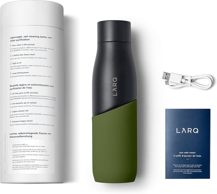 LARQ Movement PureVis 710ml – UV-selbstreinigende Edelstahlflasche mit Silikonhülle | Leicht, stossf