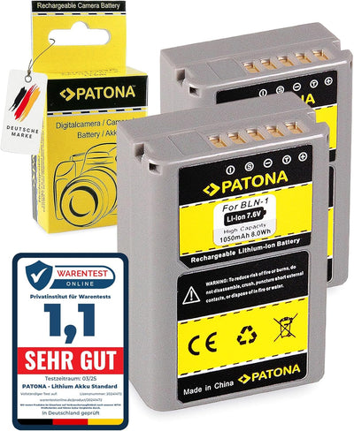 PATONA 2X Akku BLN-1 Kompatibel mit Olympus OMD E-M5 E-M1 Stylus XZ-2 Pen E-P5, BLN-1
