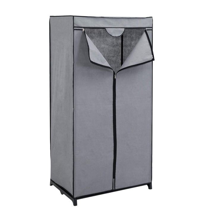 axentia Stoffschrank, ca. 75 x 150 x 50 cm, Grau-schwarz Grau / Schwarz, Grau / Schwarz