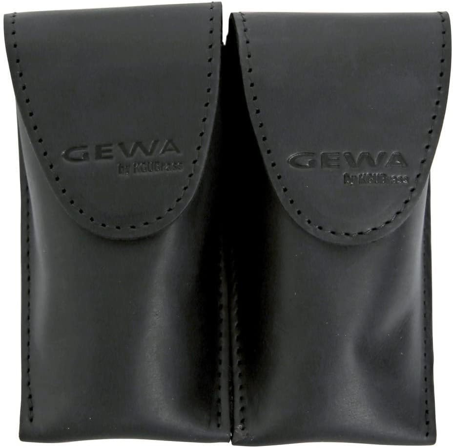 Gewa 720015 Mundstücktasche Crazy Horse Trompete schwarz für 2 Mundstücke zweifach Trompete schwarz,