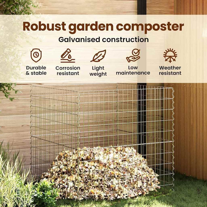 vidaXL Quadratischer Komposter 100 x 100 x 50 cm Eisen, Gartenkomposter, effizient, platzsparend, ur