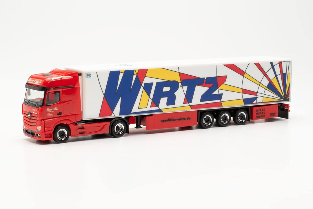 Herpa LKW Modell Mercedes-Benz Actros '18 Bigspace 15 Meter Kühlkoffer-Sattelzug Wirtz Popart, Minia