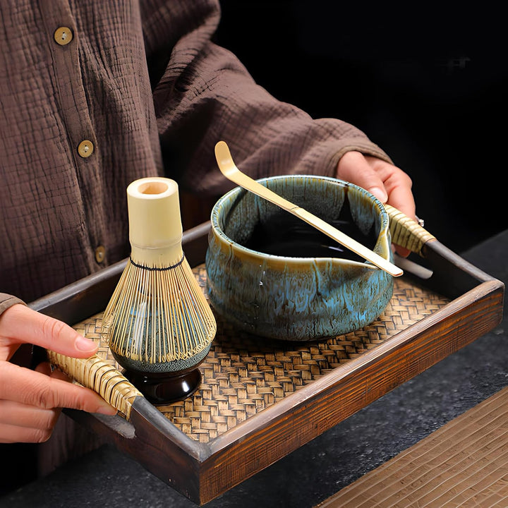 Matcha Set 2-teilig Matcha-Schale mit Ausgiesser Japanische Matcha-Schale mit Ausgiesser Minimalisti