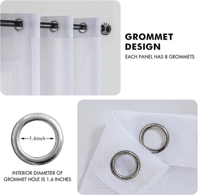 MIULEE 2er Set Sheer Voile Vorhang mit Ösen Transparente Gardine aus Voile Polyester Ösenschal Trans