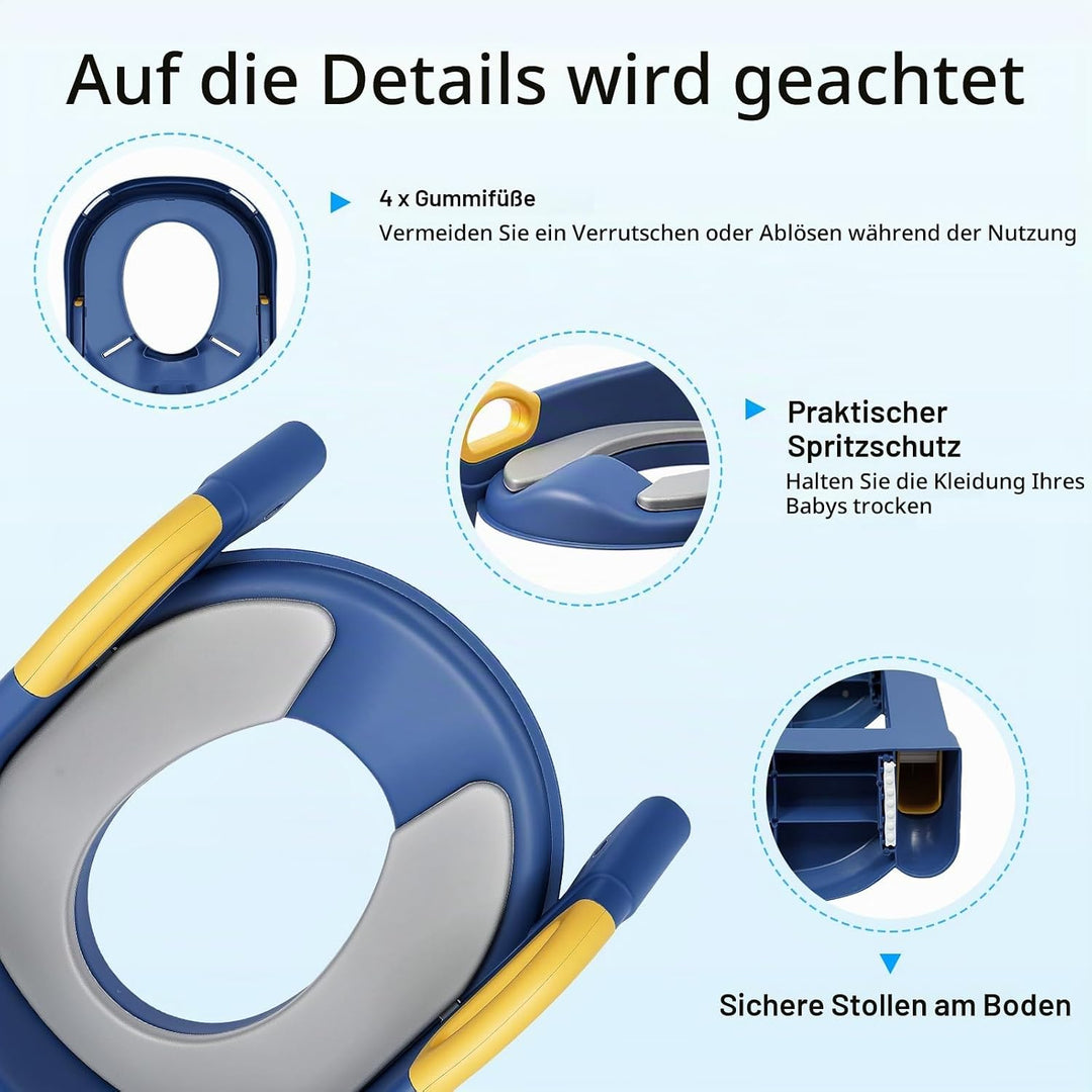 Kinder Toilettensitz mit Treppe, 2-7 Jahre, 6-stufig höhenverstellbar, klappbarer Toilettentreppe, P