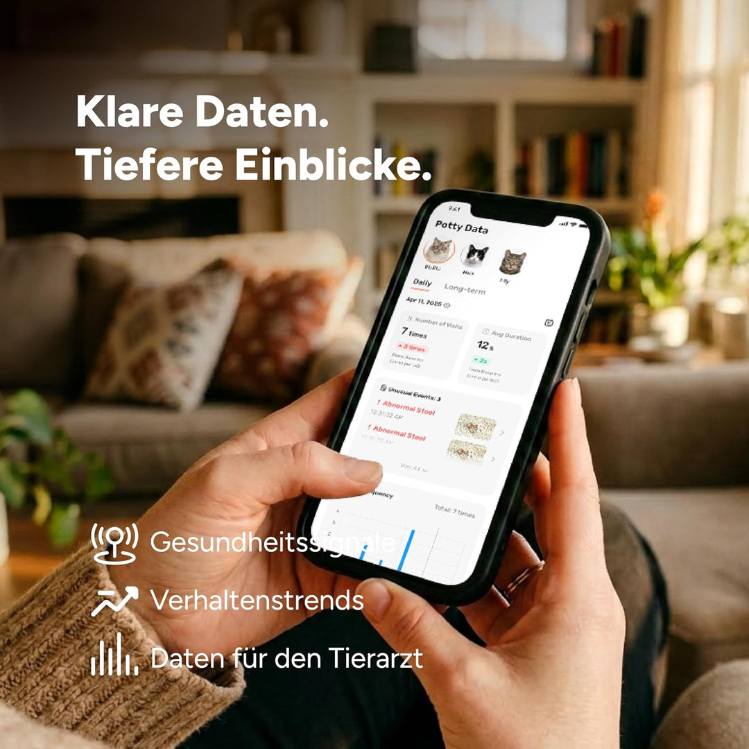 LitterLens Katzenklo Kamera mit App, KI Gesundheitsüberwachung &amp; Warnungen, Urin- und KOT-Tracking,
