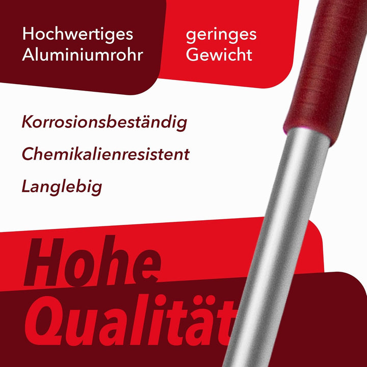 G.I.V. Bodenwischer Set 50cm Klapphalter mit Trittmechanik & Magnetverschluss + Aluminiumstiel Rot -