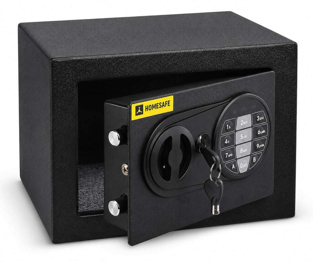 Homesafe HV17E Tresor Safe mit Elektronischem Schloss, 17x23x17cm (HxWxD), Carbon Satin Schwarz, 17x