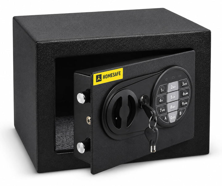 Homesafe HV17E Tresor Safe mit Elektronischem Schloss, 17x23x17cm (HxWxD), Carbon Satin Schwarz, 17x
