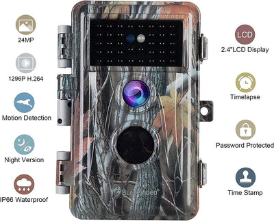 BlazeVideo 2er Wildkamera 24MP 1296P Wildtier Kamera Nachtsicht Kamera mit Bewegungsmelder Lila X 2,