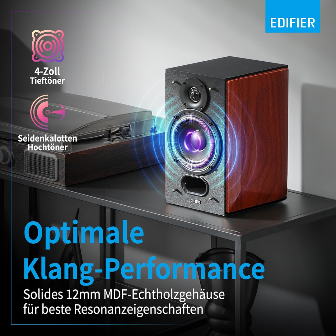 Edifier P17 Passive Regallautsprecher Paar 2-Wege-Lautsprecher mit eingebauter Wandhalterung, Perfek