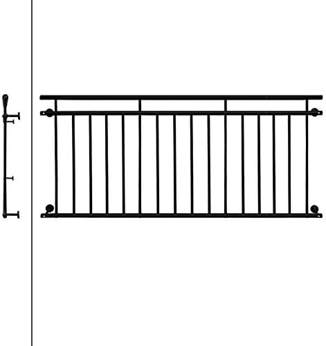 ECD Germany Französischer Balkon 90 x 225 cm mit 16 Füllstäben, Schwarz matt &amp; rau, Stahl pulverbesc