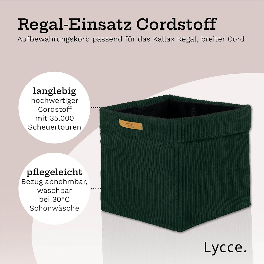 Lycce Kallax Box aus trendigem Cordstoff | Aufbewahrungskorb für Kallax Regal | Faltbox 33 x 33 x H3