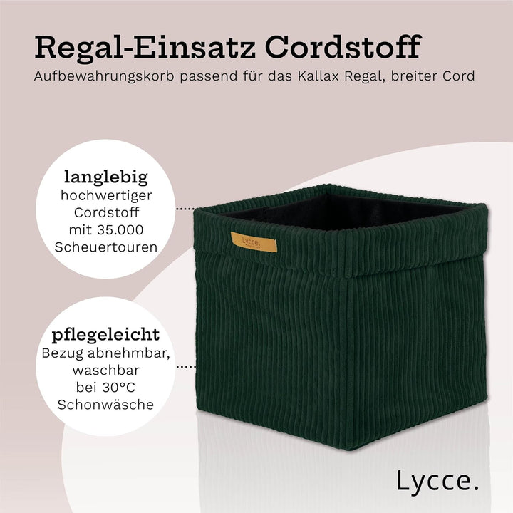 Lycce Kallax Box aus trendigem Cordstoff | Aufbewahrungskorb für Kallax Regal | Faltbox 33 x 33 x H3