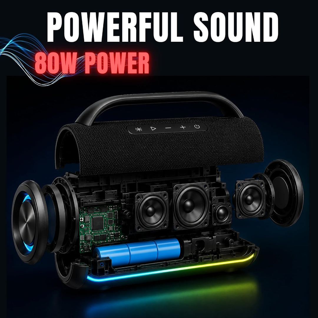 DYNASONIC S90 – IPX7 tragbarer Bluetooth Lautsprecher. Kabelloser Outdoor Lautsprecher. Stereoanlage
