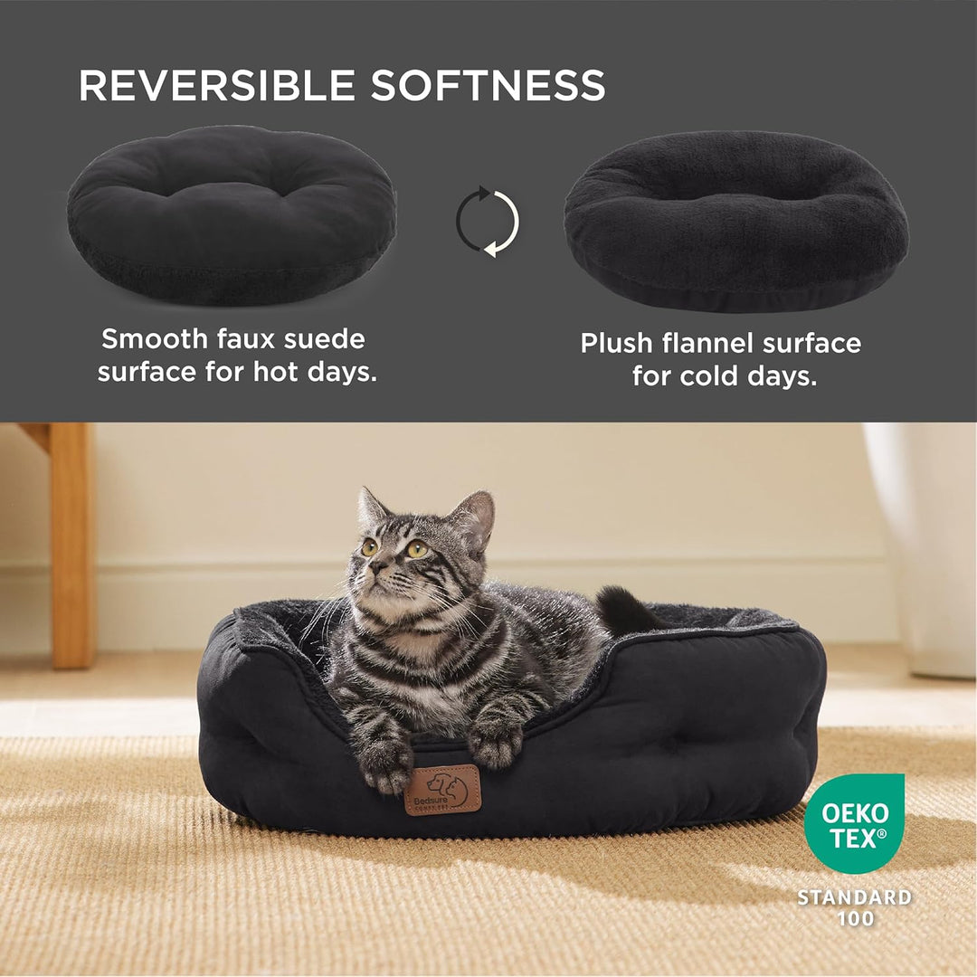 BEDSURE Katzenbett waschbar Katzen Bettchen - 51x48x15cm Katzenbett mit zweiseitig Innenkissen Katze