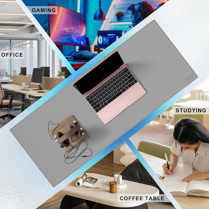 Cacoy Verlängerter PU Leder Mauspad, 100x40cm Grosse Büro Schreibtischunterlage aus Leder, Gaming Sc